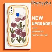 เคส Chenyyyka สำหรับ VIVO Y91 Y91i Y95เคสลายกุหลาบสีสันสดใสมาการองลายคลื่นขอบกันกระแทกแบบใสนิ่มเคสมือถือโปร่งใสลายกล้องถ่ายรูปที่สร้างสรรค์ซิลิกาเจลฝาครอบป้องกัน