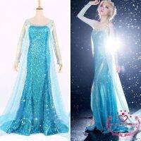 Women Queen Princess Dress See-Through Long Sleeve Backless Chiffon Shine Sequin Floor Length Dress Cosplay Costume