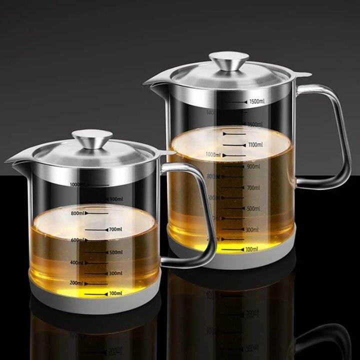 🇲🇾🐸1500ML Oil Strainer Filter Dispenser Bottle with lid, Leak Proof