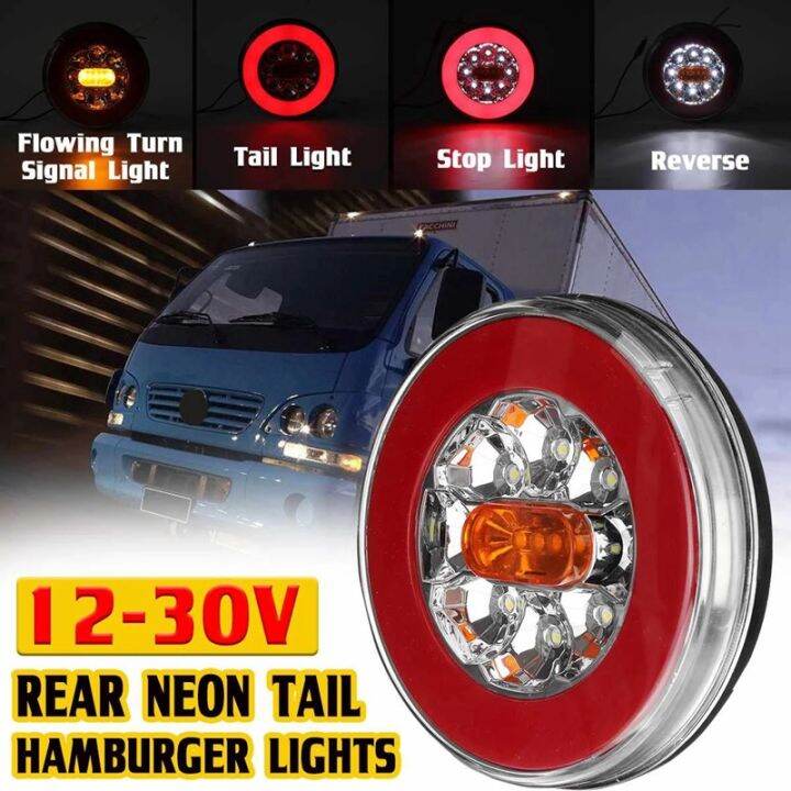 Round LED 4 in 1 Truck Tail Light 1224V Dynamic Tail Turn Signal