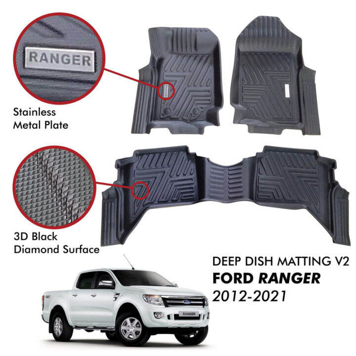 TUFF MATS PREMIUM THERMO PLASTIC MATERIAL DEEPDISH MATTING DIAMOND DESIGN FOR FORD RANGER