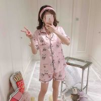 【READY STOCK】Summer sleepwear short-sleeved shorts multi-colored Lapel Pajama suit y Lapel lady