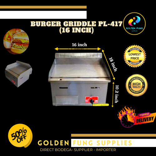 Stainless steel Grill PL417 LPG Burger Maker Grill Plate Stainless steel smokeless gas burger