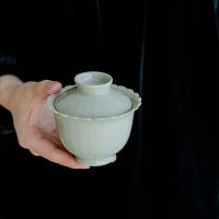 Song Qing Glaze Line Cover Bowl Relief Cover Mangkuk, Kung Fu Tea Set Teh Bowl, Teh Bowl Two To Cover Bowl