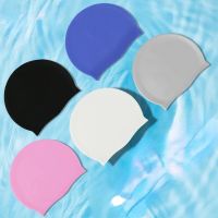 New Women Men Waterproof Flexible Silicone Gel Ear Long Hair Protection Swim Pool Swimming Cap Hat Cover for Adult Children Kids Swim Caps