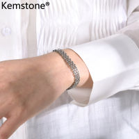 Kemstone กำไลข้อมือเงินสแตนเลส6มม. ชุบทองแบบสายรัดข้อมือลายตาข่ายลิงก์สำหรับเป็นของขวัญสำหรับเครื่องประดับสตรี