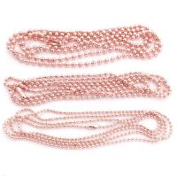 5pcs 1.5mm 2mm 2.4mm Rose Gold Color Plated Ball Beads Chain Necklace Bead Connector 65cm(25.5 inch)