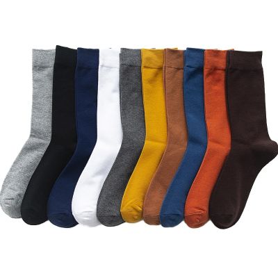 ‘；’ 10 Pairs High Quality Spring Autumn Mens Cotton Socks Size 38-45 Long Socks For Men Dress Socks Male Gifts Business Casual Sox