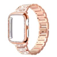 Case Bling strap for Apple Watch band 40mm 44mm 41mm 45mm 38mm 42mm 40 mm Diamond Metal bracelet iWatch series 8 3 5 6 se 7 band