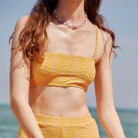 lookbookbeachclub miami bra heat wave ชุดว่ายน้ำหญิง สายเดี่ยว ลายทาง สีชมพู ส้ม (เฉพาะบรา)