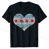 Vintage Flag of Chicago Heart Home Men Women Kids T-Shirt Cotton Tops Shirt Normal Cute Casual Tshirts