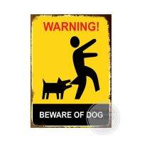 Warning Dog Metal Tin Signs Vintage Poster Beware Of Dog Retro Tin Plates Wall Stickers For Garden Family House Door Decoration