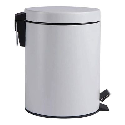 Trash Can,8 Liter Trash Can Iron Pedal Cylinder with Cover Frosted Gray Home Kitchen Bathroom Living Room Office Hotel