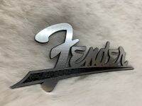 โลโก้ โลโก้ FeNdEr(1)_ fenderlogo สีเงินเงา[ขอบดำ] งานโรมาร์คเงิน2mm งานแฮนด์เมด