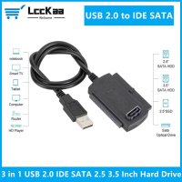 LccKaa 3 In 1 USB 2.0ถึง IDE SATA 2.5 ",3.5" ฮาร์ดดิสก์ไดรฟ์ HDD SSD Converter Adapter Cable USB To IDE Cable Plug And Play