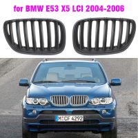 กระจังหน้ากีฬาไตสีดำเงาด้านหน้าฝากระโปรงตะแกรงสำหรับ BMW X5 E53 LCI 2004 2005 2006แต่งรถสีดำด้าน