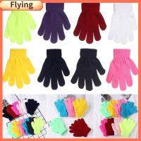FLYING สีลูกกวาด อบอุ่น เด็ก ถุงมือ เด็ก ยืด ถัก
