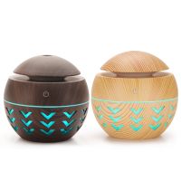 CPDD 130ML Air Humidifier Electric Aroma Diffuser Mist Wood Grain Essential Oil Diffuser with 7 LED Light For Car Home Office