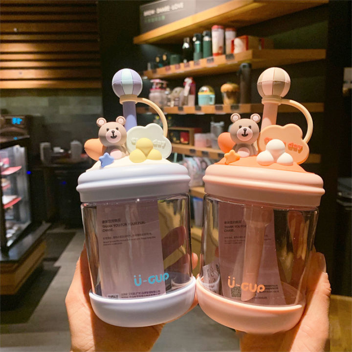 ins-straw-cup-portable-water-cup-cold-extraction-straw-cup-cute-straw-cup-summer-straw-cup-little-bear-straw-cup