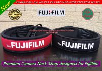 สายคล้องกล้อง Fujifilm แบบนิ่ม สายสีดำ อักษรขาว สามารถใช้ได้กับกล้อง Fuji XA2 XA3 XA5 XA7 XA10 XA20 XT10 XT20 XT30 XT30II XT100 XT200 XS10  ฯลฯ