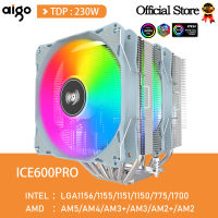 Aigo 6ท่อความร้อน CPU Cooler 4 PIN PWM ARGB PC Quiet 120มม. CPU พัดลมระบายความร้อน ventilator In LGA 1700 1200 115 1151 AMD AM4 AM5