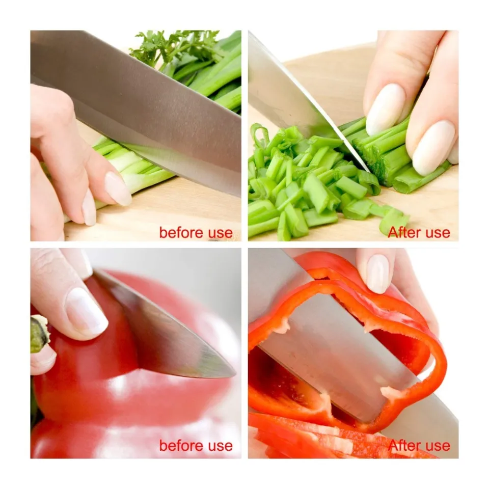 4-in-1 Kitchen Knife Accessories,3-Stage Kitchen Knife Sharpener,Professional  Knife Sharpening Tool to Restore Non-Serrated Blades QuicklyHelps Repair,  Restore and Polish Blades 