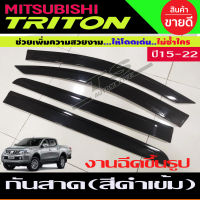 กันสาดข้างประตู (โมล์ฉีด)สีดำเข้ม Mitsubishi Triton ปี 2015-2021 รุ่น4ประตู  มี4 ชิ้น (AO)