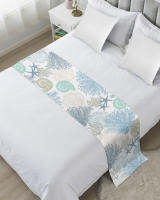 Blue Ocean Coral Shell ปลาดาว Soft Bed Runner Home Ho ตารางตกแต่งเตียงธงงานแต่งงานห้องนอน Bed Tail Towel