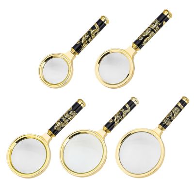 10X Handheld Optical Glass Scale Magnifier Magnifying Glass Jewelry Loupe with Dragon Pattern Mini Microscope