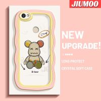 JIUMOO เคสสำหรับ Xiaomi Redmi โน๊ต5A Y1ชั้นหนึ่งเคสลายหมีครีมขอบเป็นลอนซิลิโคนลายการ์ตูนเคสโทรศัพท์โปร่งใสกันกระแทกเคสใสเลนส์กล้องถ่ายรูปป้องกันการกระแทก