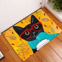 1Pcs Cute Cat Animals Pattern Anti-Slip Suede Carpet Door Mat Doormat Outdoor Kitchen Living Room Floor Mat Rug Home Decor