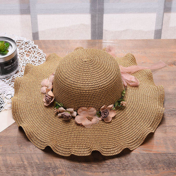 flower-hat-wave-brim-flower-hat-beach-hat-outdoor-beach-hat-flower-sunshade-hat-summer-hat-sun-hat