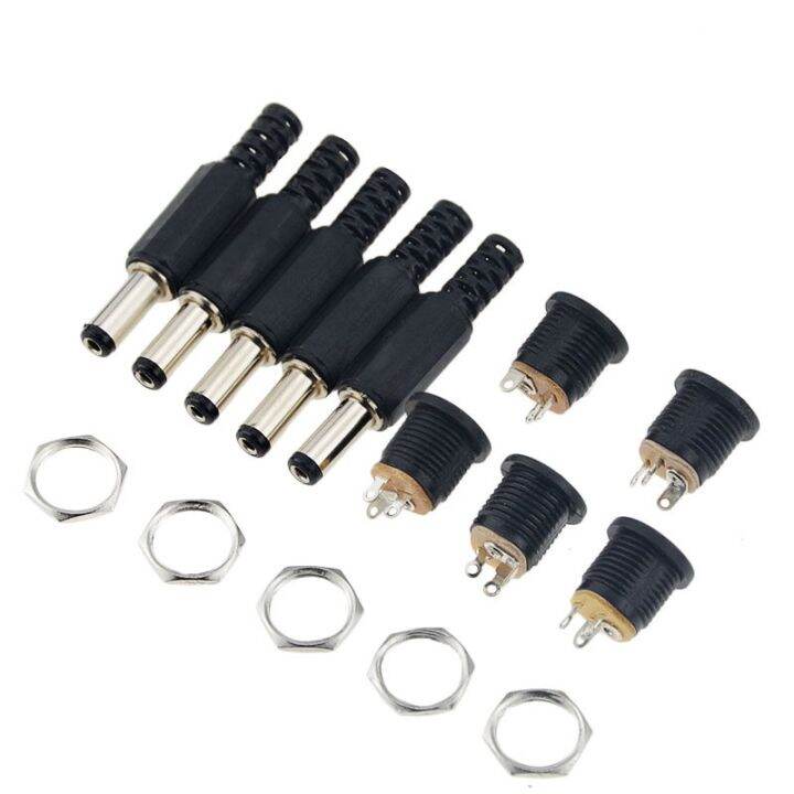 10PCS 12V 3A Plastic Male Plugs Female Socket Panel Mount Jack DC Power