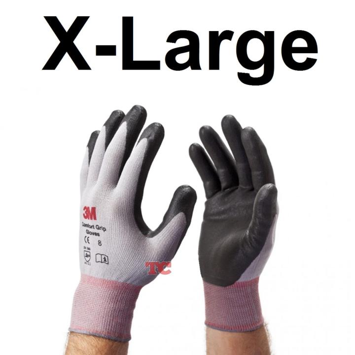 3M (x1 คู่) ถุงมือไนลอน X-Large เคลือบด้วยสารไนไตร สีเทา Comfort Grip Glovs