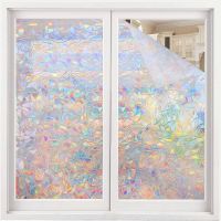 Privacy Decorative Window Films Rainbow Effect Stained Window Clings Non-Adhesive 3D Window Covering Film for Glass Door Home