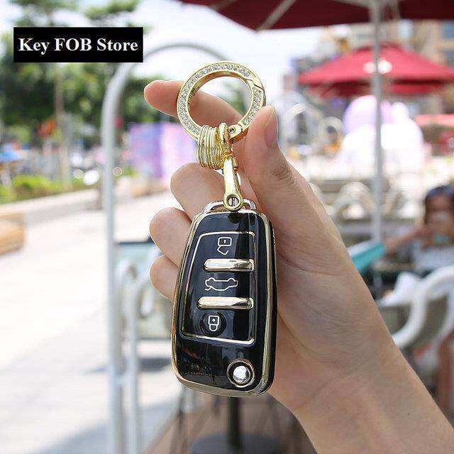 dfthrghd-tpu-car-flip-key-case-cover-shell-fob-for-audi-a1-a3-a6-a6l-q2-q3-q7-tts-r8-s6-rs3-protector-keychain