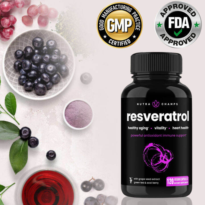 Resveratrol Supplement Extra Power para sa Healthy Aging, Immune