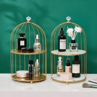 Metal Bird Cage Cosmetic Storage Organizer Lipstick Perfume Skin Care Products Finishing Rack Bathroom Shelf Accessories Gift