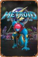 โปสเตอร์เกม Metroid Fusion ป้ายดีบุกป้ายเหล็กสไตล์วินเทจ8X12นิ้ว