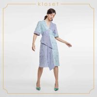 Kloset Design Embroidered Stripe Dress  (RS20-D005) เดรสปักดีเทลเพรช เดรชผ้าลายทาง เดรสแฟชั่น เดรสตัดต่อ2สี