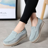 [Ready Stock][5 Color]Womens Casual Fashion Loafers Genuine Cow Leather Flat Sole Easy For Work Moccasin Shoes