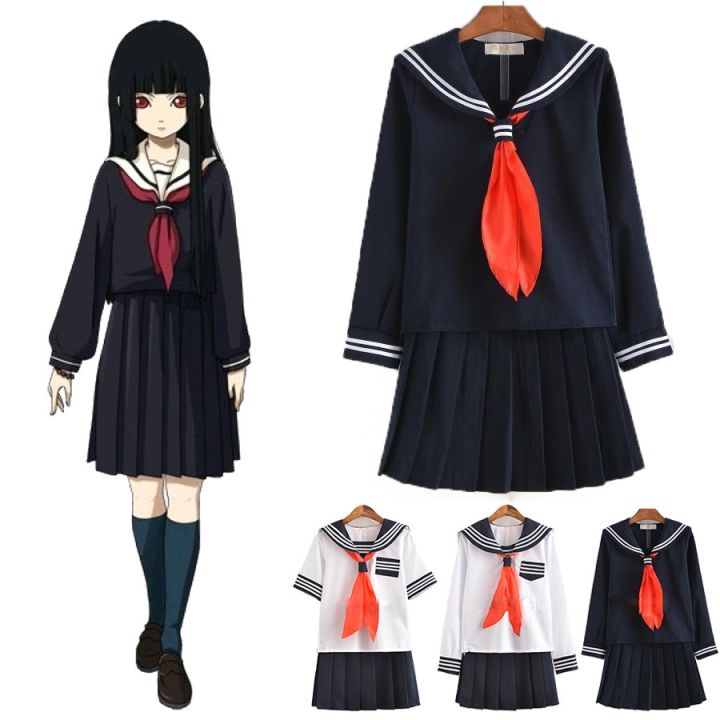 Summer Japanese School Uniforms Anime Cosplay Sailor Suit Short Sleeve  Tops+tie+skirt Navy Preppy Style Students Uniform Girls | Fruugo NZ