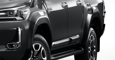 ชุด Plastics ซุ้มล้อ ของแท้ Hilux Revo 2021-23,  4 ล้อ ชุดหน้า-หลัง บังโคลน สีดำ และ trim สีเงิน เบิกศูนย์   Toyota