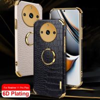 เคสหนังชุบลายจระเข้สุดหรูสำหรับ Realme 11 Pro + 5G Realme ขาตั้ง Realme11 Pro Plus Realme11