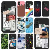 For Tecno Spark 7 Case 6.5 Fashion Art Label Black Silicon Soft Back Cover Phone Cases For Tecno Spark7 Spark 7T 7 2021 Fundas