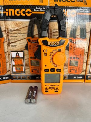 เครื่องวัดดิจิตอลแคลมป์มิเตอร์วัดกระแส INGCO รุ่น AC200A DCM2001 AC Industrial Power Tools Cat.III 600v