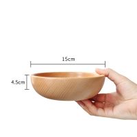 Wooden Salad Soup Dining Bowls Plates Storage Home Kitchen Bowl Round