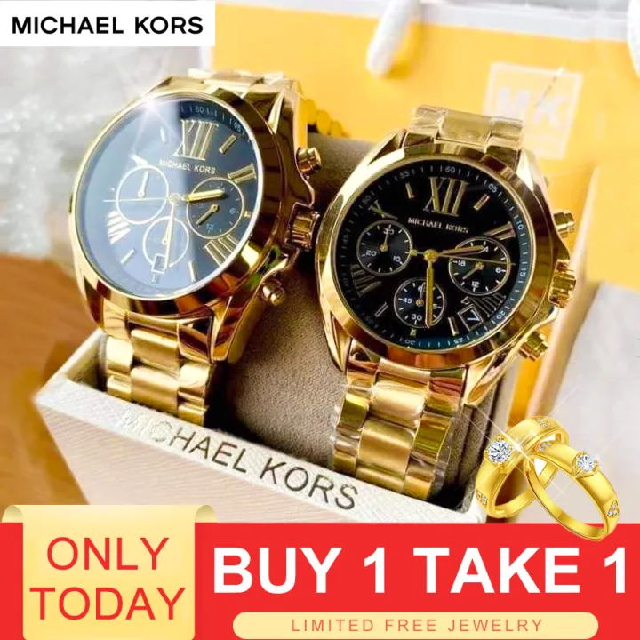 Buy 1 Take 1 24k Gold-Plated Pawnable Original Adjustable Heart Couple Ring  And MICHAEL KORS Couple Watch | Lazada PH