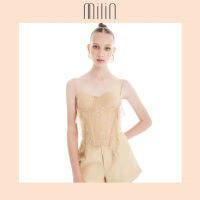 [MILIN] Corset bustier lace spaghetti strap side ruffles detailing top เสื้อสายเดี่ยวสปาเก็ตตี้ลูกไม้สไตล์ คอเซทสายตกแต่งระบายด้านข้าง / Girlish Top