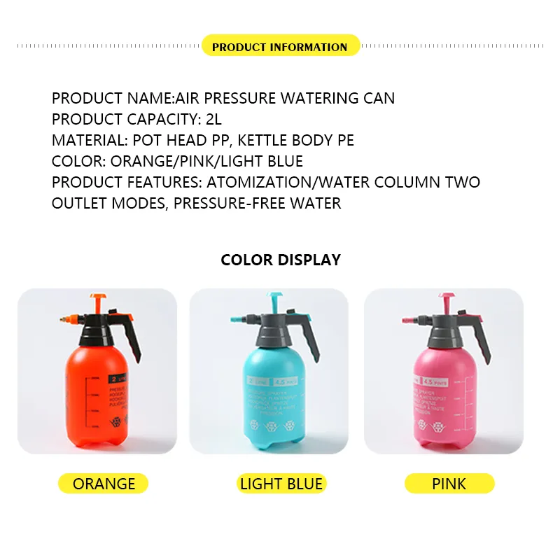 2L/3L Portable Chemical Sprayer Pump Pressure Garden Water Spray